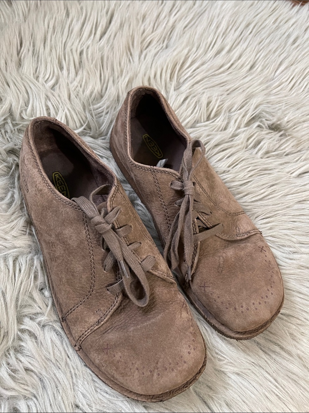Keen Taupe Brown Suede Lace-Up Casual Shoes